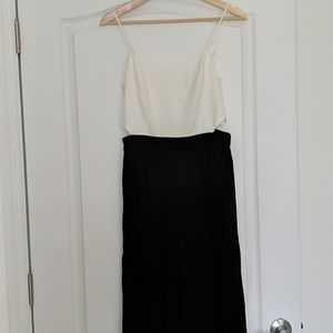 White and black cutout wide leg jumpsuit